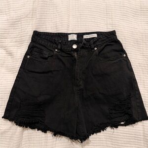 Cotton On Distressed Black Jean Shorts